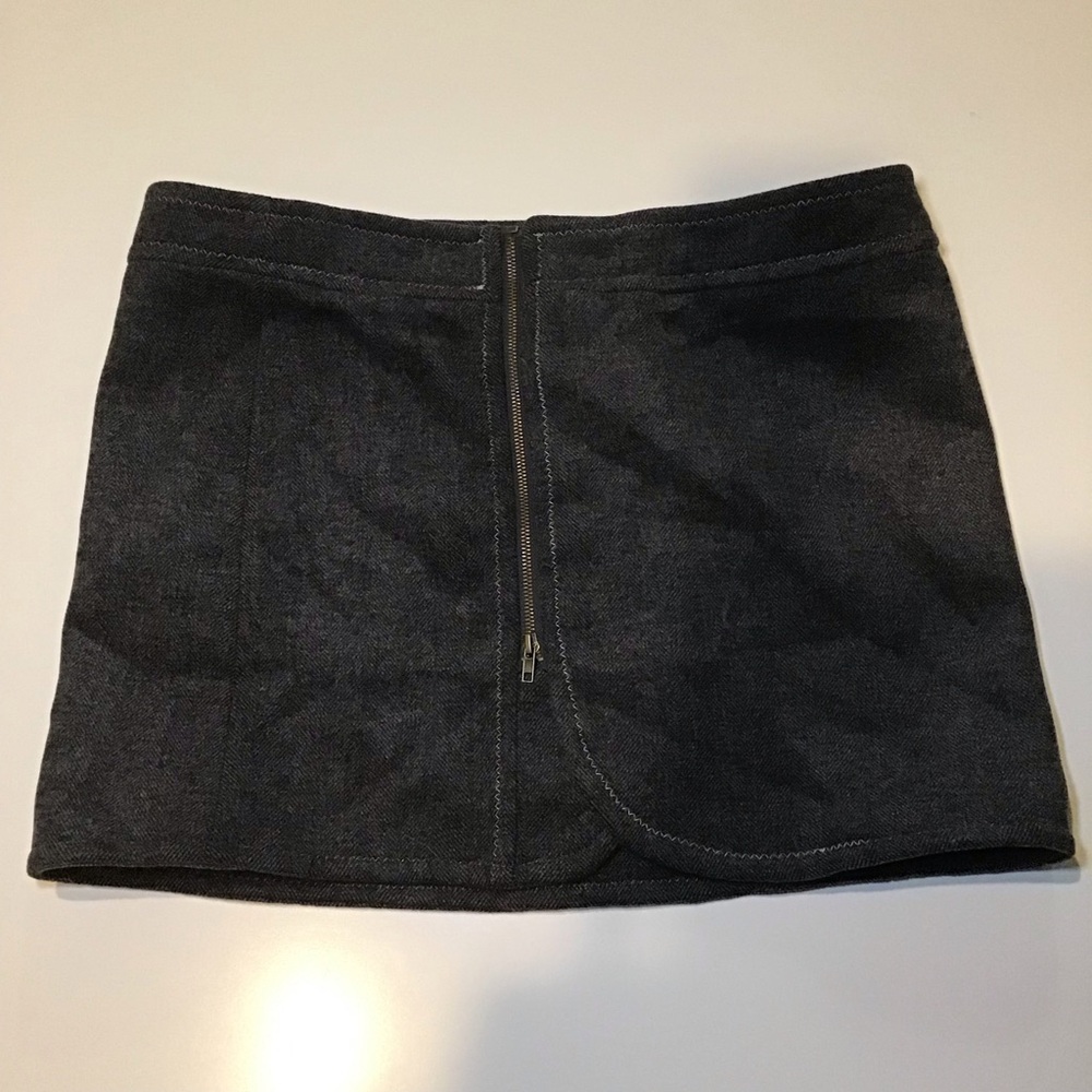 Purnell 12 31 Santa Barbara‎ Work Wear Gray Zip Skirt Wrap Look Wool Blend